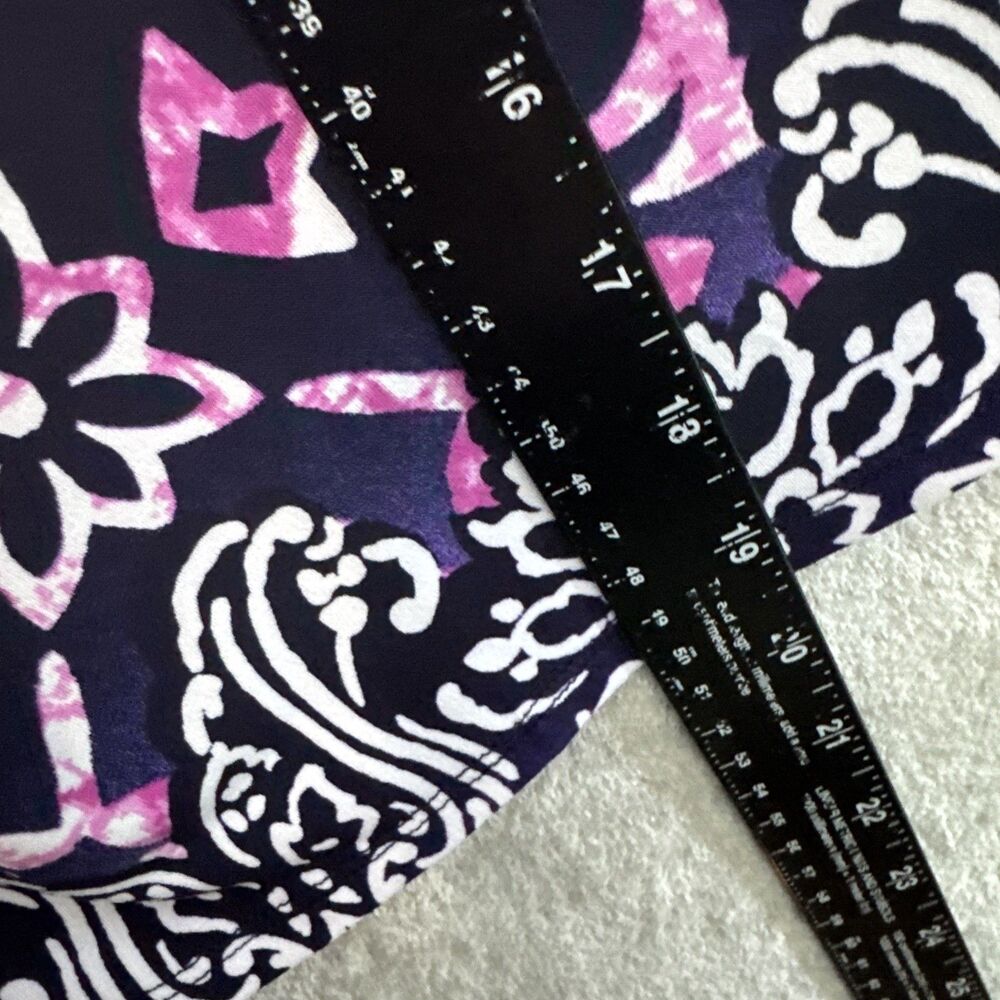 susan graver xl top tunic black pink multicolored geometric vneck 3/4 sleeve - Picture 7 of 9